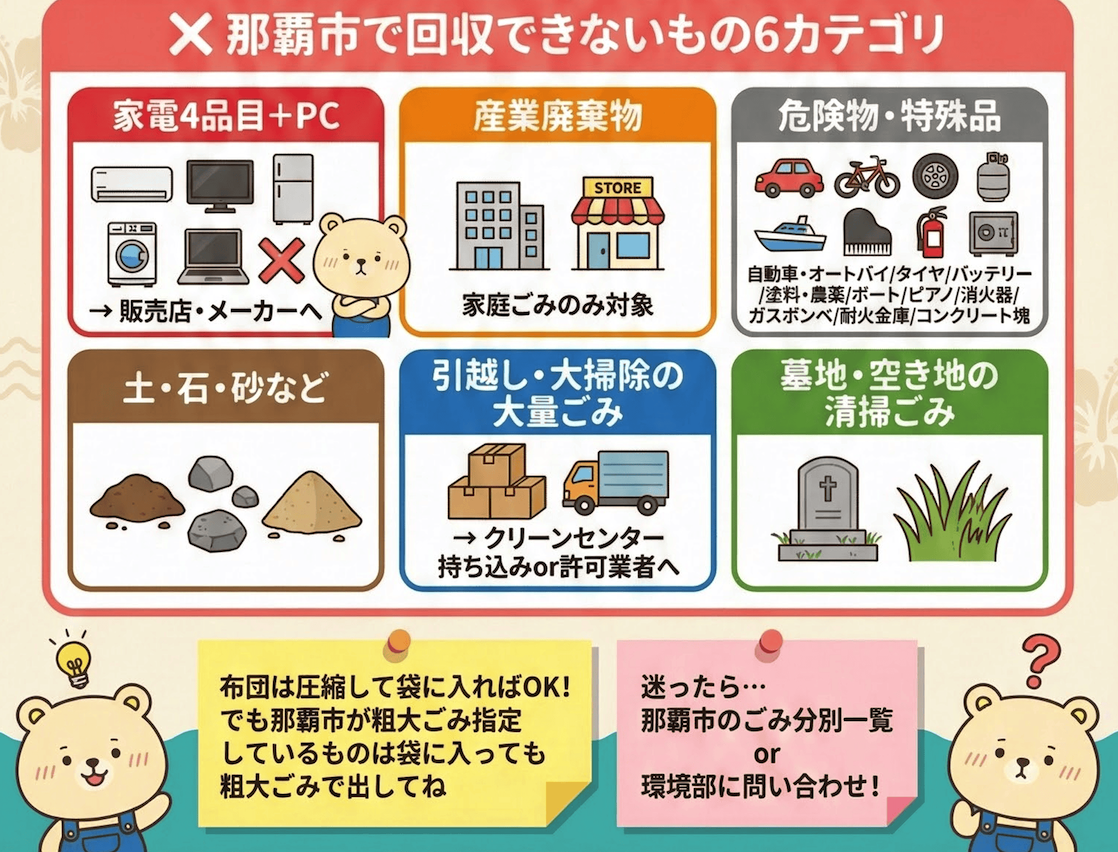 那覇市の粗大ごみとして回収できないものとは？