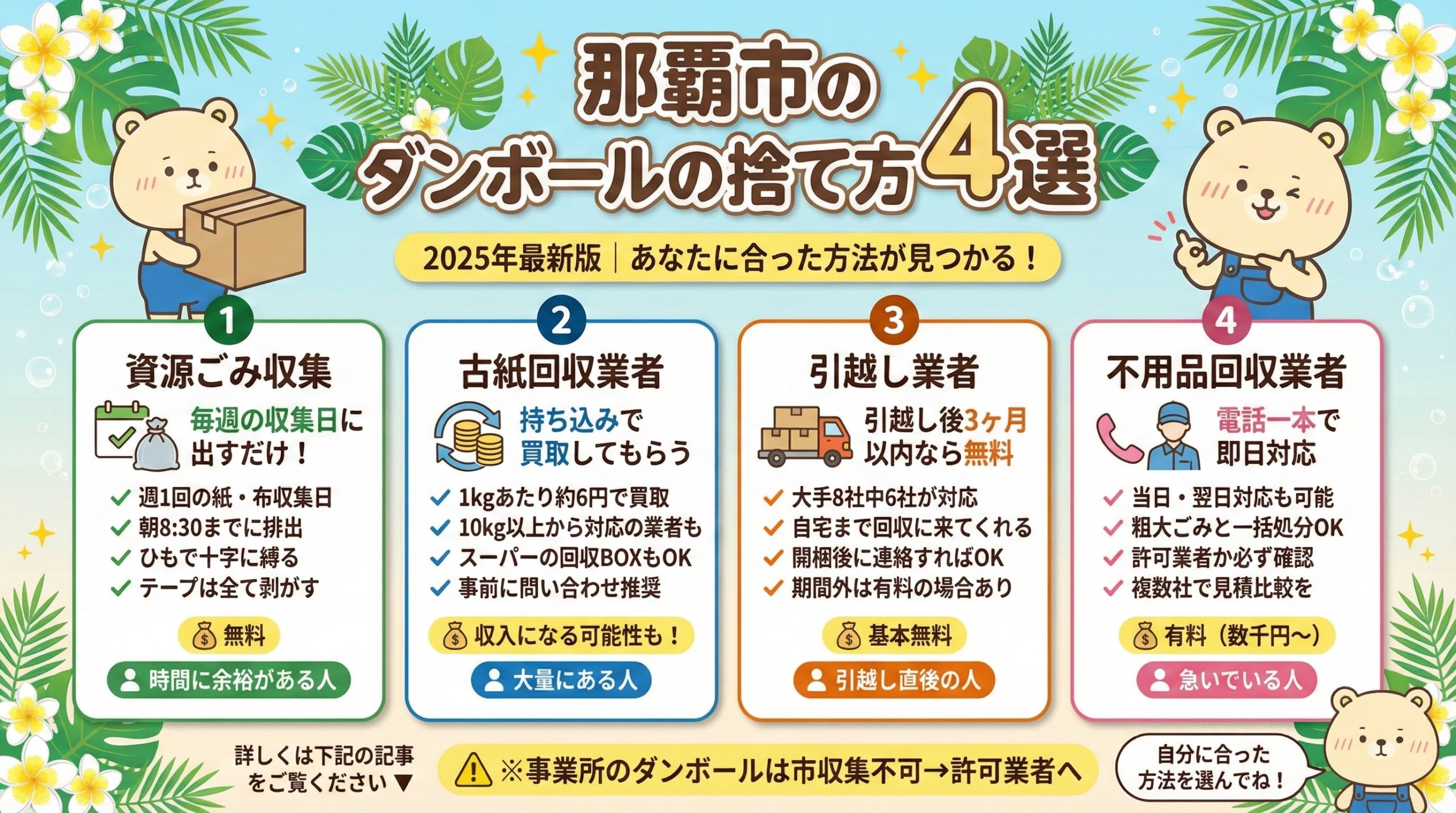 那覇市でダンボールを捨てる方法4選！費用や注意点・Q&Aも解説【2026年 